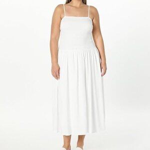 The Drop Florencia Smocked Bodice Linen Maxi Dress - XX-Large - White  - NWT